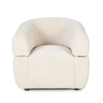 ORITZ Beige Boucle Armchair with plump cushioning and cream boucle fabric upholstery.