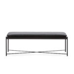 JULIAN Black Leather Bench with metal frame, modern design for contemporary interiors