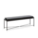 JULIAN Black Leather Bench with metal frame, modern design for contemporary interiors. Shop luxury furniture at Louis & Henry