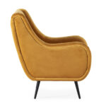 ENKI Black and Yellow Velvet Armchair with curved design and sleek metal legs