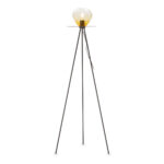 MILANO Amber Crystal Floor Lamp with black tripod base and amber crystal shade in a top hat shape, ideal for adding modern luxury to your home.