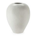 LAVIN XL White Fibre Cement Vase with a sleek, rounded silhouette and tapered neck, ideal for modern interiors.