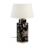 ELOHIM Ceramic Nature Table Lamp with bird and floral motifs, crafted from ceramic, ideal for adding artistic charm to interiors.