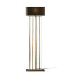 FABRIZIO Golden Floor Lamp with 9 gold bars and grey lampshade, featuring a modern geometrical design, perfect for contemporary interiors.