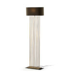 FABRIZIO Golden Floor Lamp with 9 gold bars and grey lampshade, featuring a modern geometrical design, perfect for contemporary interiors.