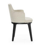 SAMUEL Black and White Dining Chair with molded arms, off-white upholstery, and high-quality black wooden frame. Product Code: TN5064799.
