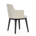 SAMUEL Black and White Dining Chair with molded arms, off-white upholstery, and high-quality black wooden frame. Product Code: TN5064799.