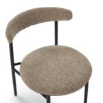 SILAS Beige and Black Dining Chair with a steel frame, circular padded seat, and curved padded backrest upholstered in premium speckled grey fabric. Product Code: TN5064801.