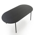 Modern CÉDRIC Black Ash Dining Table with solid ash wood top and sleek metal legs, 180x90x76 cm