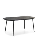 Modern CÉDRIC Black Ash Dining Table with solid ash wood top and sleek metal legs, 180x90x76 cm