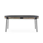 Marco Black Oval Dining Table with rattan inlay and metal legs