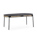 Marco Black Oval Dining Table with rattan inlay and metal legs