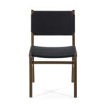 AUGUSTUS Navy Leather Dining Chair with a solid wood frame and natural premium leather seat and backrest in a navy finish, adding sophistication and elegance to any room.