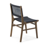 AUGUSTUS Navy Leather Dining Chair with a solid wood frame and natural premium leather seat and backrest in a navy finish, adding sophistication and elegance to any room.