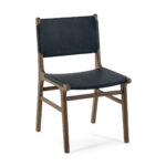 AUGUSTUS Navy Leather Dining Chair with a solid wood frame and natural premium leather seat and backrest in a navy finish, adding sophistication and elegance to any room.