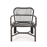 LUIS Black Rattan Armchair with elegant rattan construction finished in a luxurious black color, perfect for enhancing the style and comfort of indoor and outdoor settings.