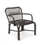 LUIS Black Rattan Armchair with elegant rattan construction finished in a luxurious black color, perfect for enhancing the style and comfort of indoor and outdoor settings. Shop at Louis & Henry