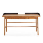 RENÉE Mindi Wood Office Desk, luxurious desk with black accents, center drawer, sustainable wood, Product Code: TN5064808.