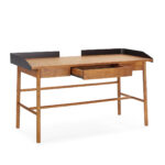 RENÉE Mindi Wood Office Desk, luxurious desk with black accents, center drawer, sustainable wood, Product Code: TN5064808.