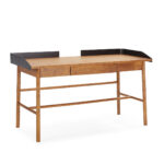 RENÉE Mindi Wood Office Desk, luxurious desk with black accents, center drawer, sustainable wood, Product Code: TN5064808.