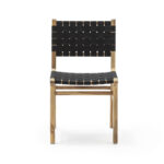 DINA Black Teak Dining Chair with a black woven seat and backrest, measuring 50 cm width x 56 cm depth x 87 cm height.