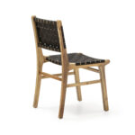 DINA Black Teak Dining Chair with a black woven seat and backrest, measuring 50 cm width x 56 cm depth x 87 cm height.