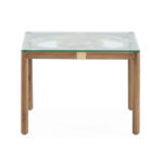 TIFFANY teak coffee table with glass top, featuring a sleek design that complements indoor and outdoor spaces