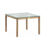 TIFFANY teak coffee table with glass top, featuring a sleek design that complements indoor and outdoor spaces