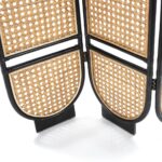 DIOR Natural Wicker Room Divider featuring three panels with intricate wicker weaving in a black frame