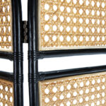 DIOR Natural Wicker Room Divider featuring three panels with intricate wicker weaving in a black frame