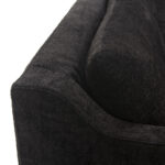 Plush black fabric 4-seat sofa with a modern, boxy design