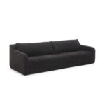 Plush black fabric 4-seat sofa with a modern, boxy design