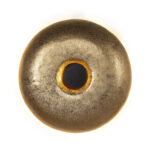 FRANCESCO Golden Bell Wall Light with circular design in gold finish and black circle emitting light from behind.