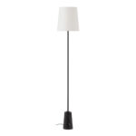 ÉlOISE Black Marble Floor Lamp with a luxurious black marble base and slim black pole, perfect for adding elegance to modern interiors.