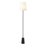 ÉlOISE Black Marble Floor Lamp with a luxurious black marble base and slim black pole, perfect for adding elegance to modern interiors.