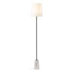 ÉlOISE White Marble Floor Lamp with a luxurious white marble base and slim black pole, perfect for adding elegance to modern interiors.