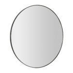 Large circular mirror with thin black frame against white background