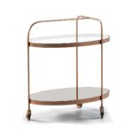 IRÉNE Rose Gold Wine Bar, elegant rose gold frame with mirrored shelves, stylish home bar, Product Code: TN5064821.