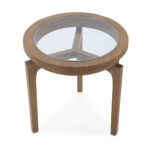 ÉTIENNE Natural Cedar Wood Side Table, round cedar wood side table with glass inlay top, Product Code: TN5064815.