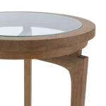 ÉTIENNE Natural Cedar Wood Side Table, round cedar wood side table with glass inlay top, Product Code: TN5064815.