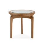 ÉTIENNE Natural Cedar Wood Side Table, round cedar wood side table with glass inlay top, Product Code: TN5064815.