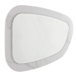 PIERRE Ceramic White Mirror with a thick white ceramic frame and subtle veining, ideal for adding luxury to living rooms, bedrooms, or bathrooms.