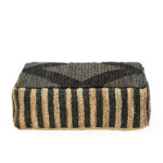 MOET Shumak Black & Natural Pouffe featuring a textured top and striped sides in contrasting black and natural fibers