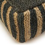 MOET Shumak Black & Natural Pouffe featuring a textured top and striped sides in contrasting black and natural fibers