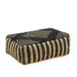 MOET Shumak Black & Natural Pouffe featuring a textured top and striped sides in contrasting black and natural fibers