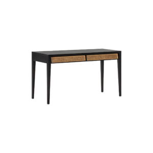 MONIQUE Black Cedar Wood and Rattan Desk, luxurious desk with cedar wood and rattan fronts, two drawers, Product Code: TN5064809.