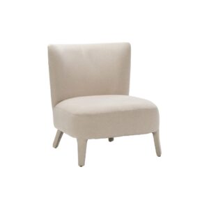 VIESTE Beige Armless Chair with soft, durable upholstery, thick padding, and matching upholstered legs, measuring 76x79x86 cm.