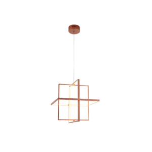 RENÉ Copper Hanging Lamp, a modern geometric chandelier with an integrated LED bulb, cased in copper-coloured aluminium. Product Code: TN5064797.