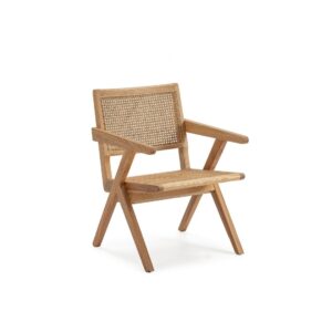 HARVEY Oak Wood and Rattan Dining Chair with a solid oak frame and rattan mesh seat and backrest. Product Code: TN5064802.