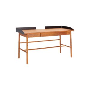 RENÉE Mindi Wood Office Desk, luxurious desk with black accents, center drawer, sustainable wood, Product Code: TN5064808.